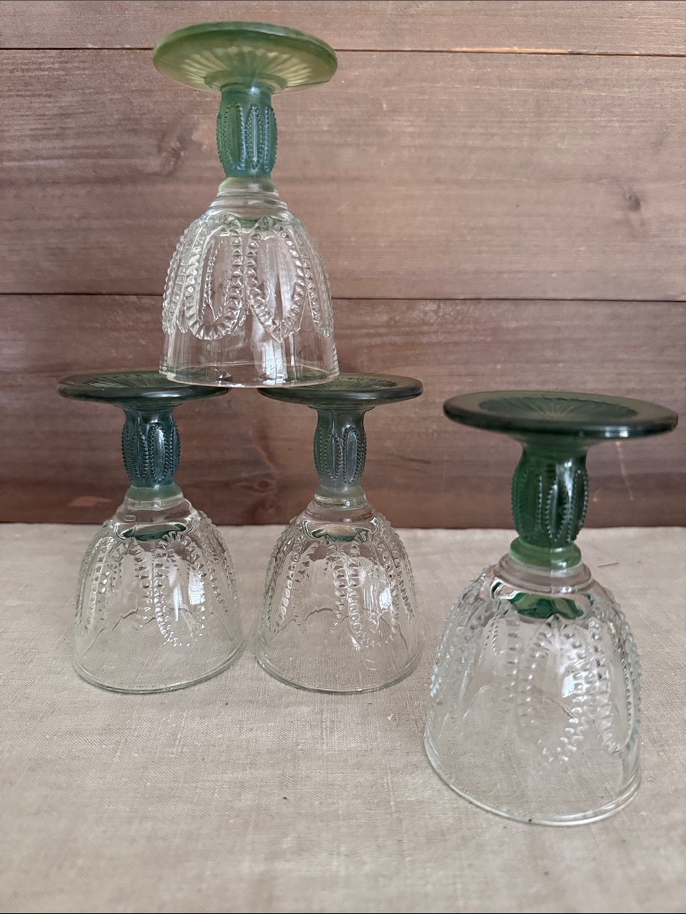 VTG | Emerald Accent Cordial Sherry Glasses-Set of 4 - Picture 4 of 8